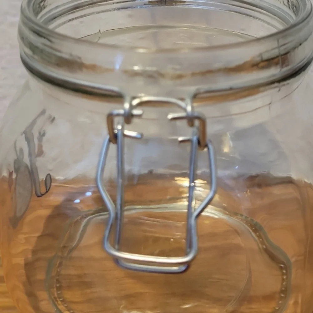 Vtg Apothecary Canister Glass Jars Container Joy Christmas